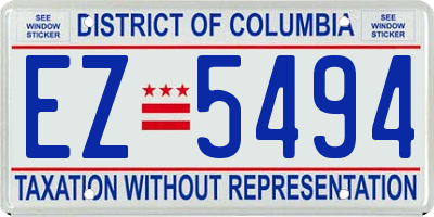 DC license plate EZ5494