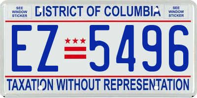 DC license plate EZ5496