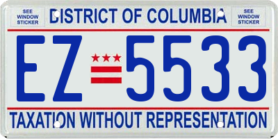 DC license plate EZ5533