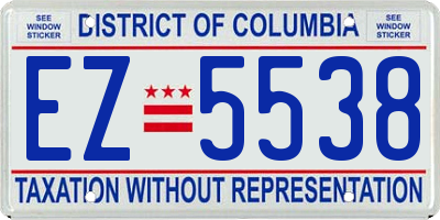 DC license plate EZ5538