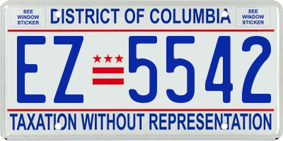 DC license plate EZ5542