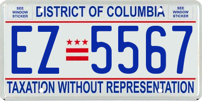 DC license plate EZ5567