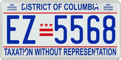 DC license plate EZ5568