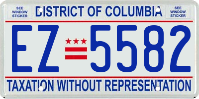 DC license plate EZ5582