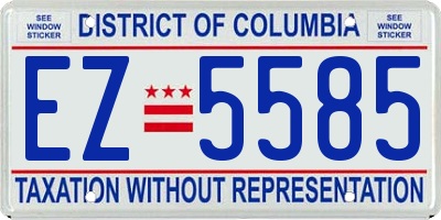 DC license plate EZ5585