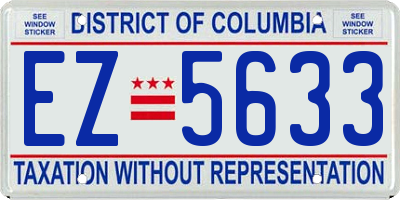 DC license plate EZ5633