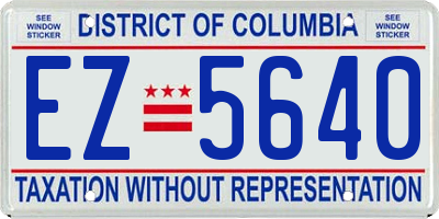 DC license plate EZ5640