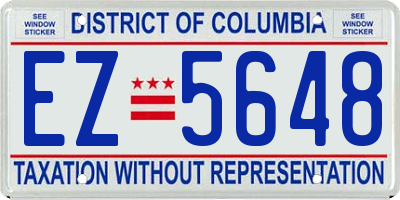 DC license plate EZ5648