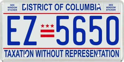 DC license plate EZ5650