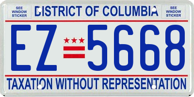 DC license plate EZ5668