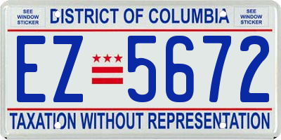 DC license plate EZ5672