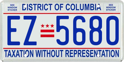 DC license plate EZ5680