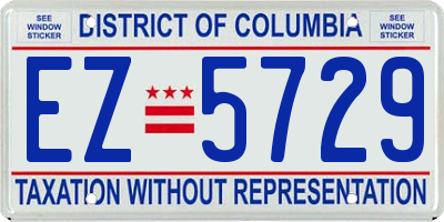 DC license plate EZ5729