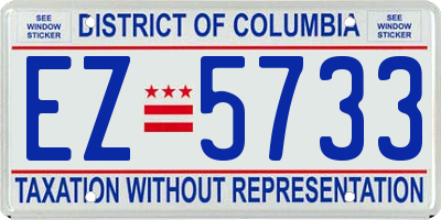 DC license plate EZ5733