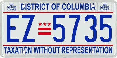 DC license plate EZ5735