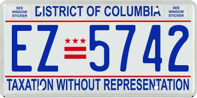 DC license plate EZ5742