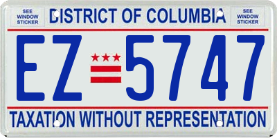 DC license plate EZ5747