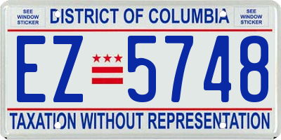 DC license plate EZ5748