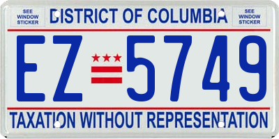 DC license plate EZ5749