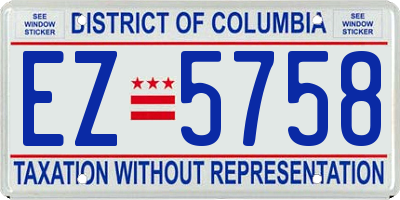 DC license plate EZ5758