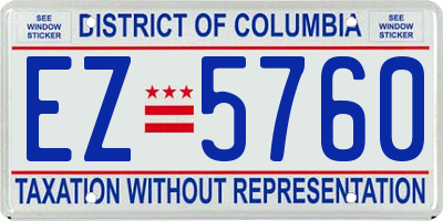 DC license plate EZ5760