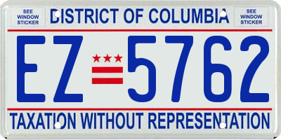 DC license plate EZ5762