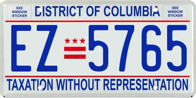 DC license plate EZ5765