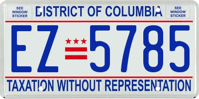 DC license plate EZ5785