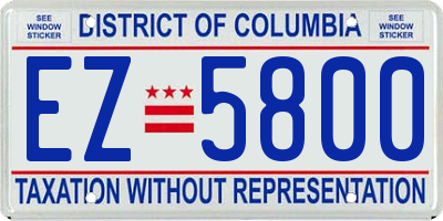 DC license plate EZ5800