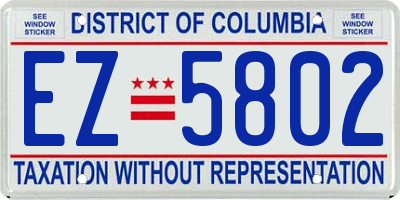 DC license plate EZ5802