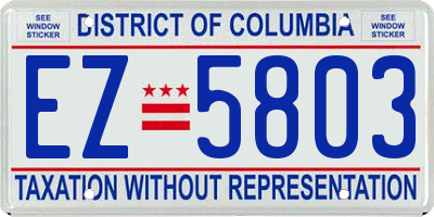 DC license plate EZ5803