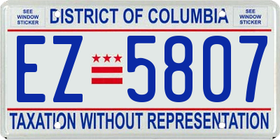 DC license plate EZ5807