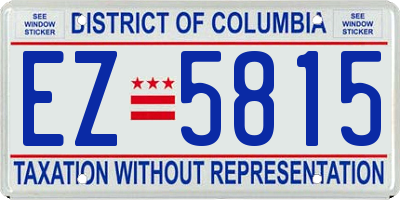 DC license plate EZ5815