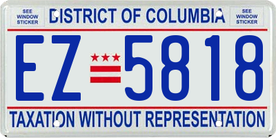 DC license plate EZ5818