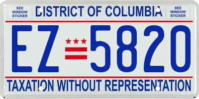 DC license plate EZ5820