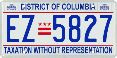 DC license plate EZ5827