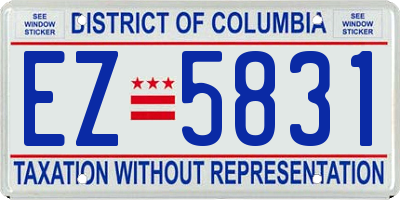 DC license plate EZ5831