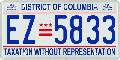 DC license plate EZ5833