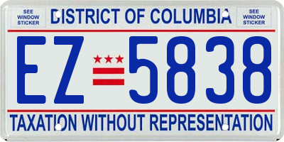 DC license plate EZ5838