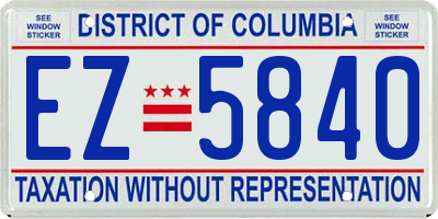 DC license plate EZ5840