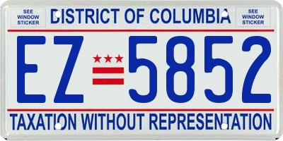 DC license plate EZ5852