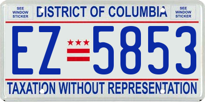 DC license plate EZ5853