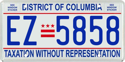 DC license plate EZ5858