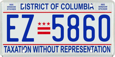 DC license plate EZ5860