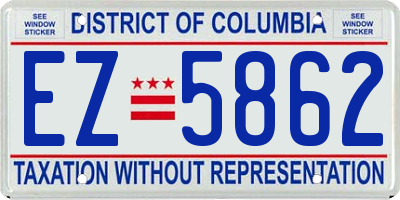 DC license plate EZ5862