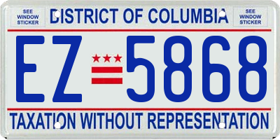 DC license plate EZ5868