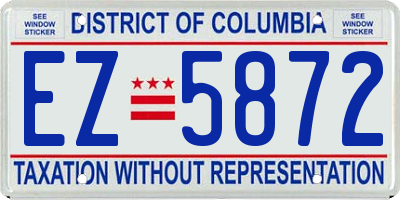 DC license plate EZ5872