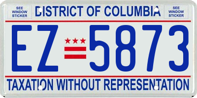 DC license plate EZ5873