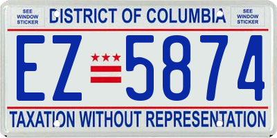 DC license plate EZ5874