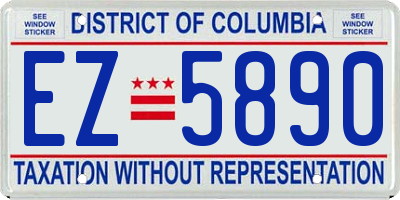 DC license plate EZ5890